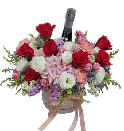 Rosy Brown Wine in Floral Bloombox